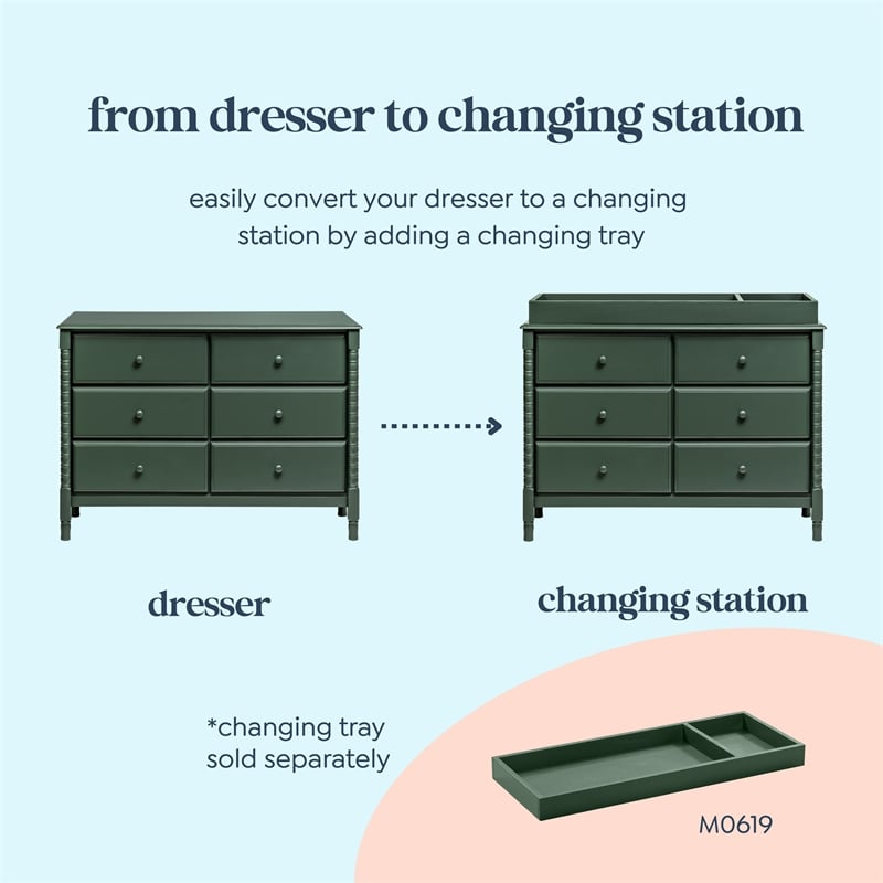 DaVinci Jenny Lind Spindle 6-Drawer Dresser in Green