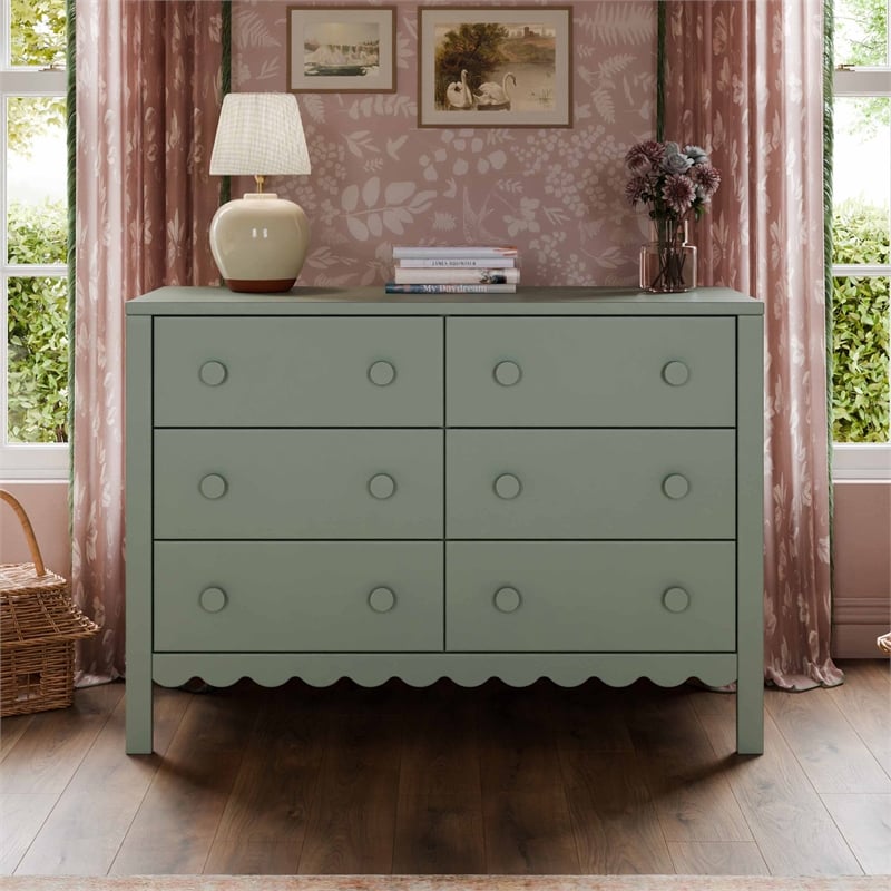 DaVinci Sammy Scallop 6-Drawer Dresser in Light Sage