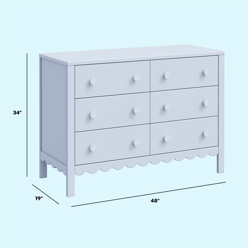 DaVinci Sammy Scallop 6-Drawer Dresser in Powder Blue