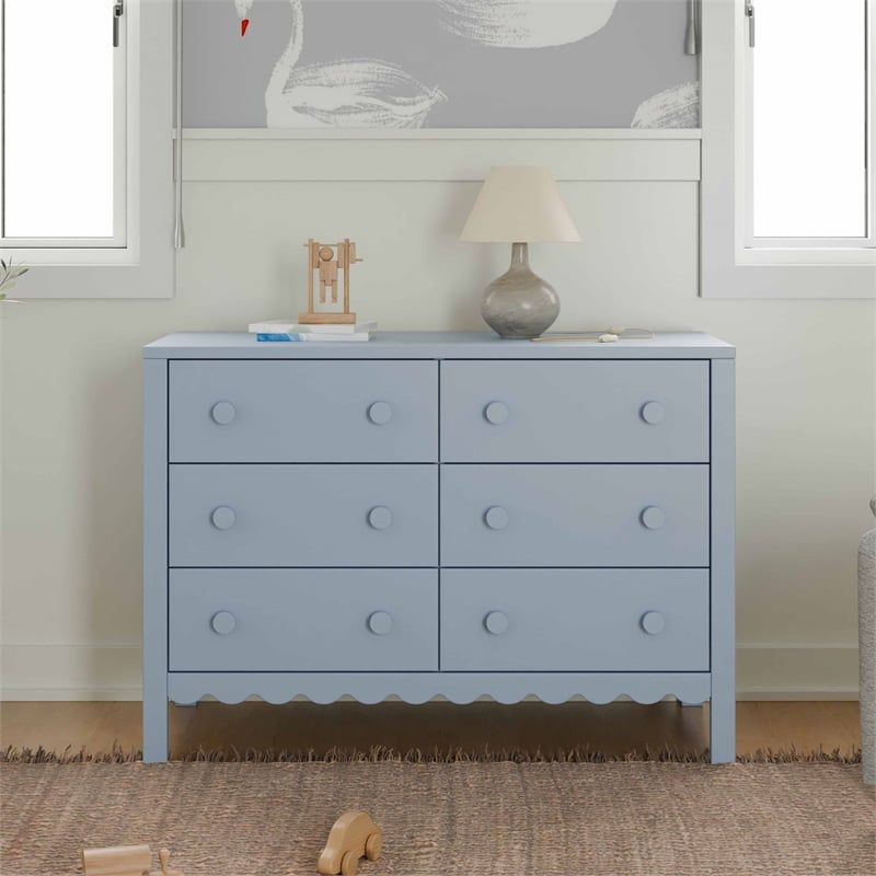 DaVinci Sammy Scallop 6-Drawer Dresser in Powder Blue