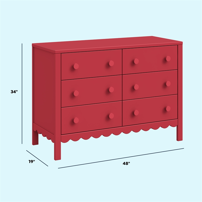 DaVinci Sammy Scallop 6-Drawer Dresser in Red