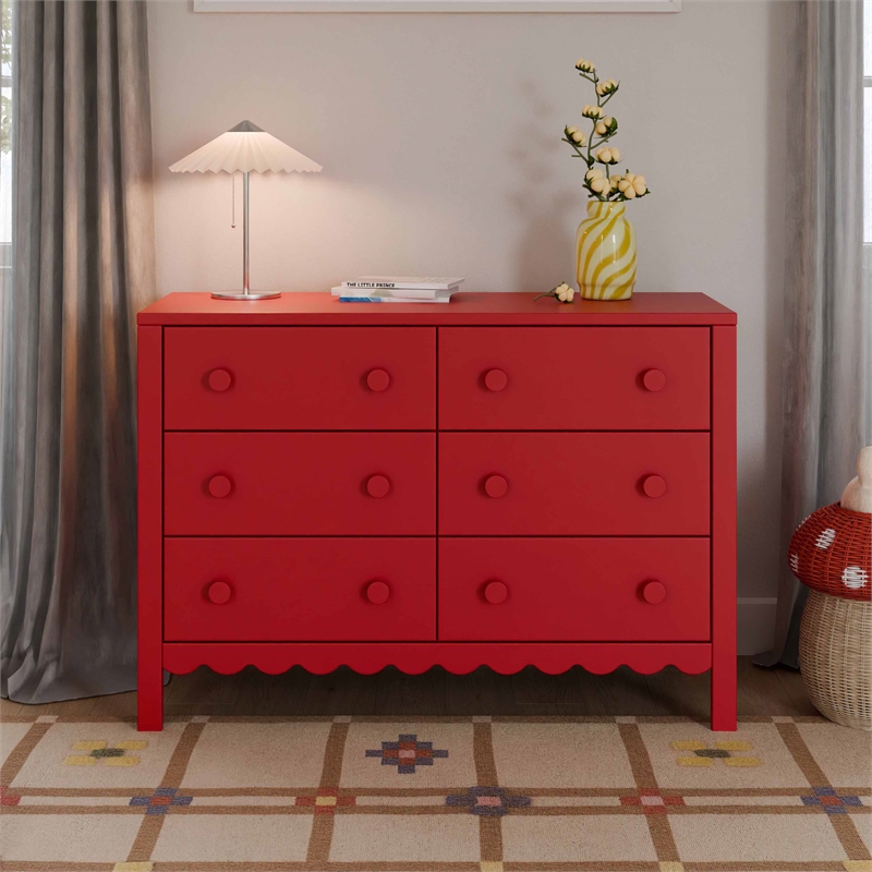 DaVinci Sammy Scallop 6-Drawer Dresser in Red