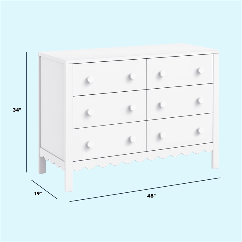 DaVinci Sammy Scallop 6-Drawer Dresser in White