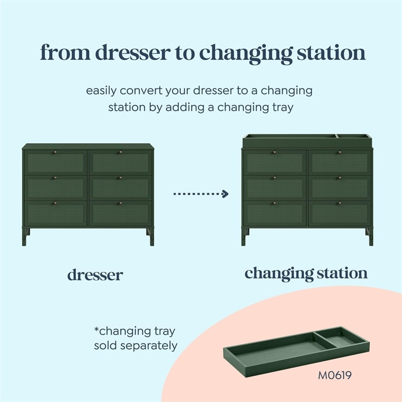 DaVinci Margot 6-Drawer Dresser in Green