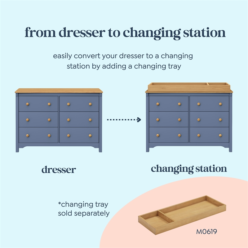 DaVinci Shea 6-Drawer Dresser in Blue