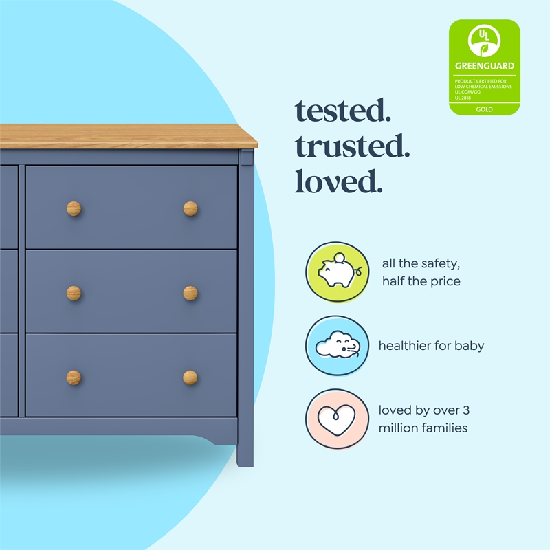 DaVinci Shea 6-Drawer Dresser in Blue