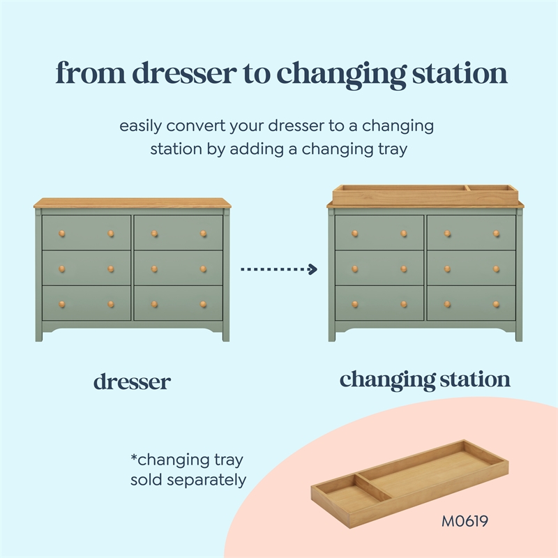 DaVinci Shea 6-Drawer Dresser in Green