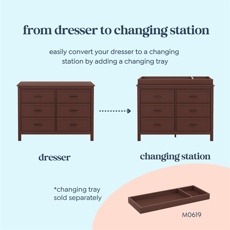 DaVinci Charlie 6-Drawer Double Dresser in Red Oak