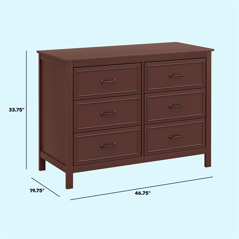 DaVinci Charlie 6-Drawer Double Dresser in Red Oak