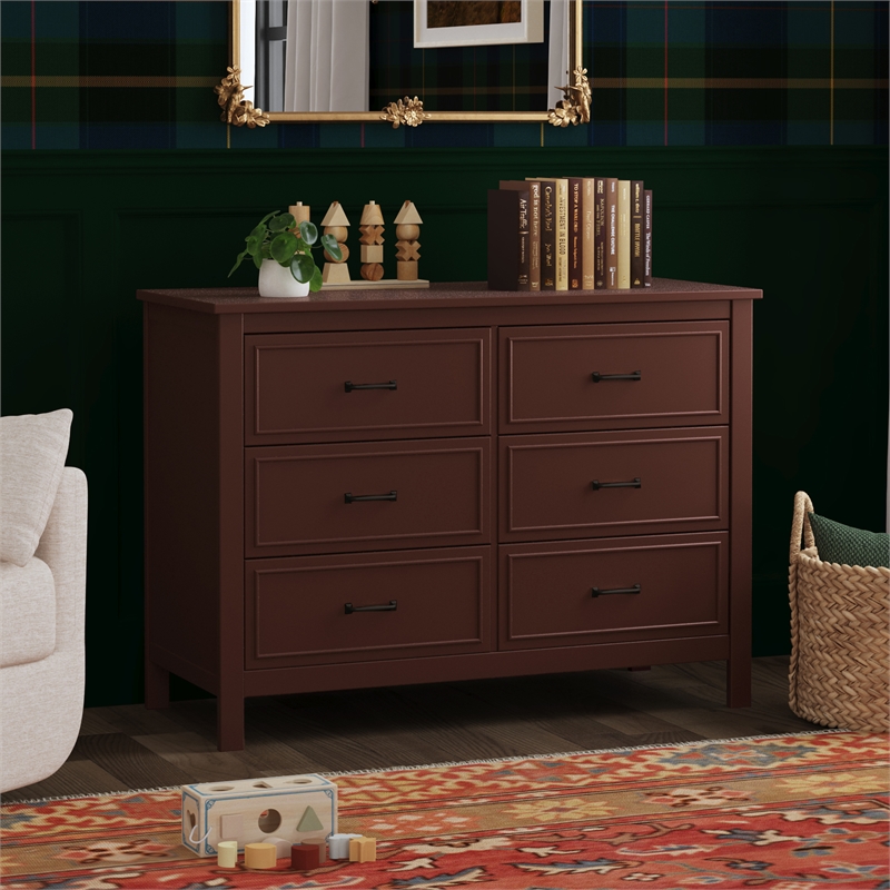 DaVinci Charlie 6-Drawer Double Dresser in Red Oak