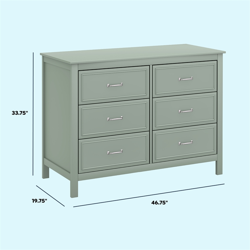 DaVinci Charlie 6-Drawer Double Dresser in Little Sage