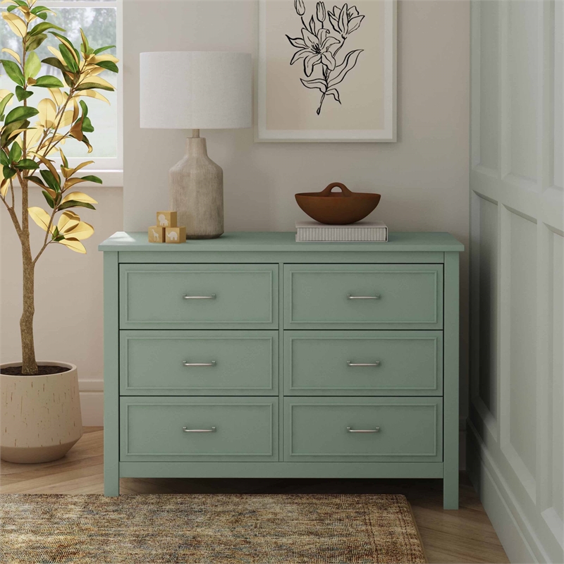 DaVinci Charlie 6-Drawer Double Dresser in Little Sage