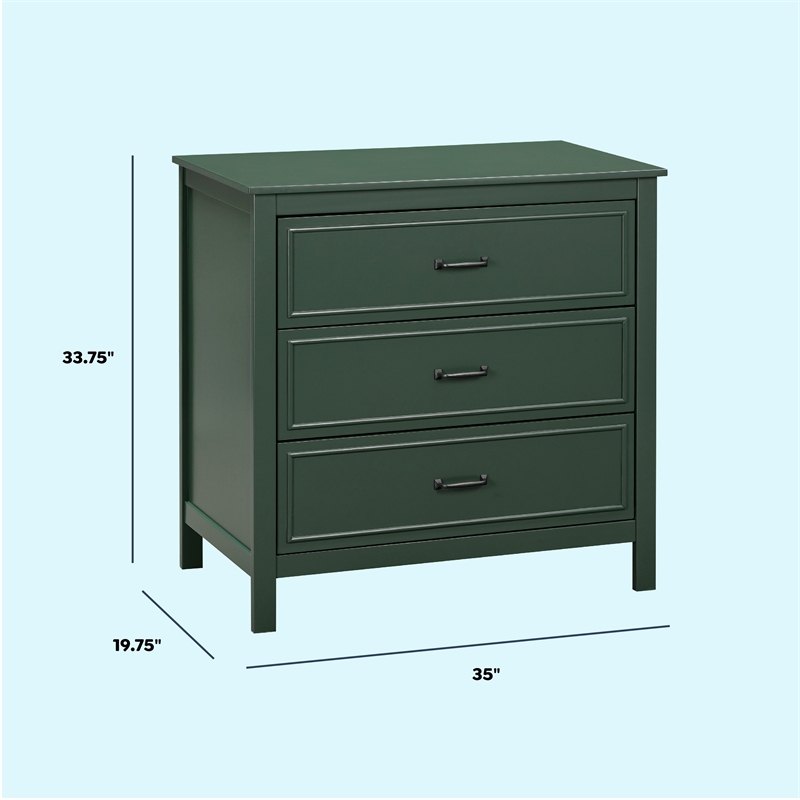 DaVinci Charlie 3-Drawer Dresser in Forest Green