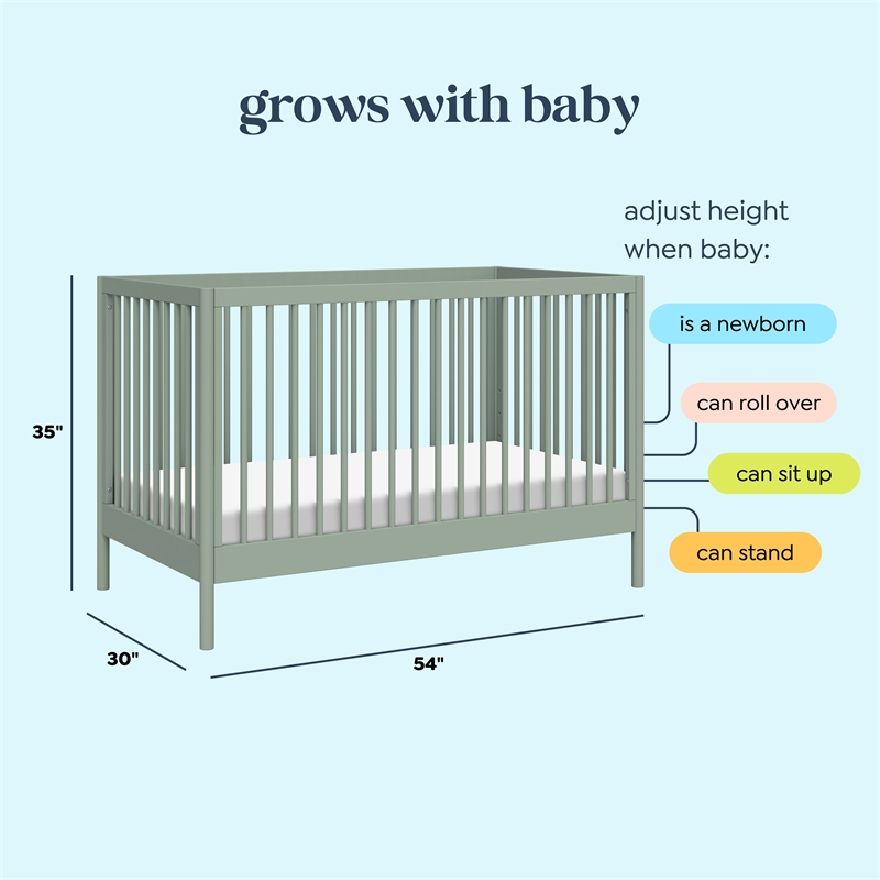 DaVinci Birdie 3-in-1 Convertible Crib in Light Sage