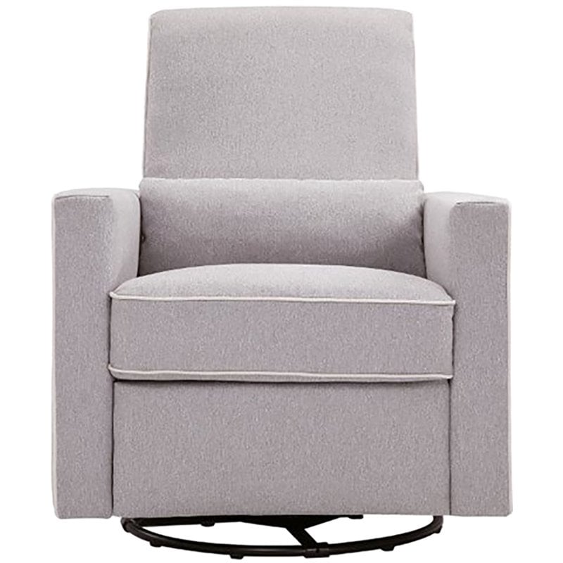 DaVinci Piper Recliner and Swivel Glider in Gray with Cream Piping