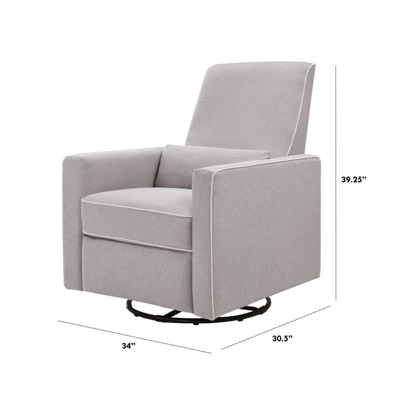 DaVinci Piper Recliner and Swivel Glider in Gray with Cream Piping