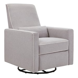 DaVinci Piper Recliner and Swivel Glider in Gray with Cream Piping