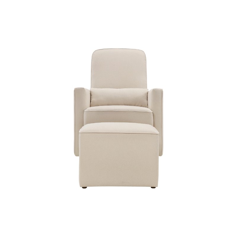 DaVinci Olive Glider and Ottoman in Cream with Piping