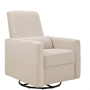 DaVinci Piper Recliner and Swivel Glider in Cream with Piping
