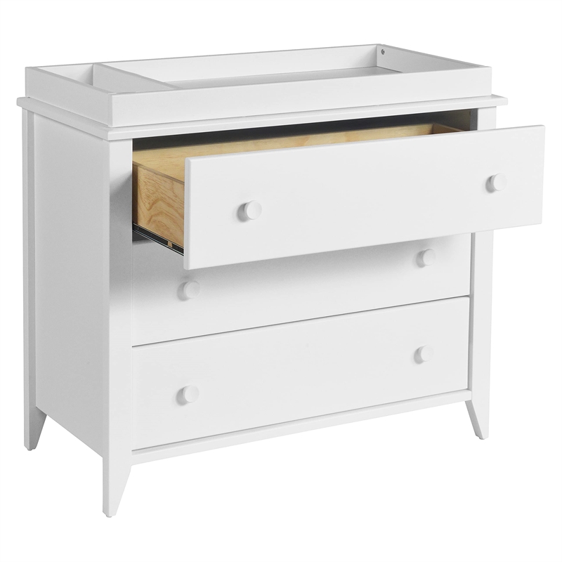 Babyletto Sprout 3 Drawer Wooden Dresser with Removable Changing Tray in White