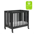 BabyLetto Origami Portable Folding Mini Crib with Casters in Black
