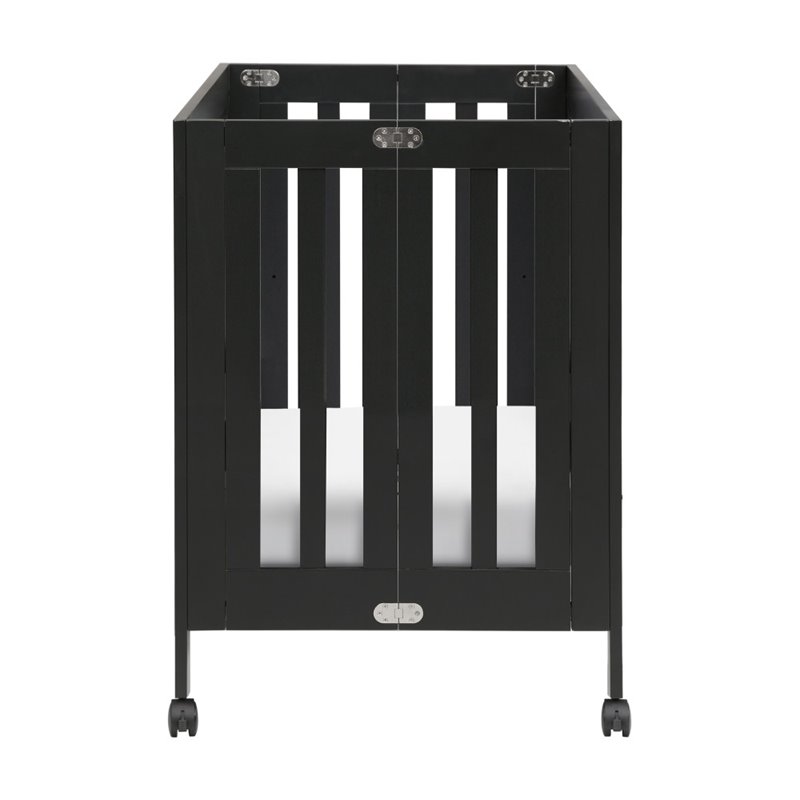 BabyLetto Origami Portable Folding Mini Crib with Casters in Black