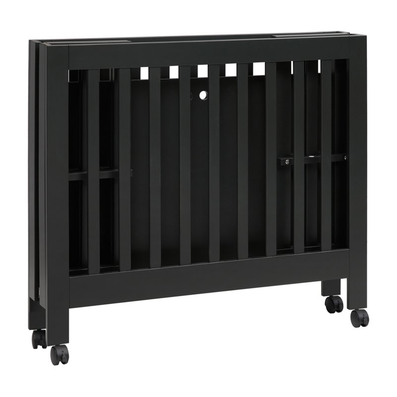 BabyLetto Origami Portable Folding Mini Crib with Casters in Black