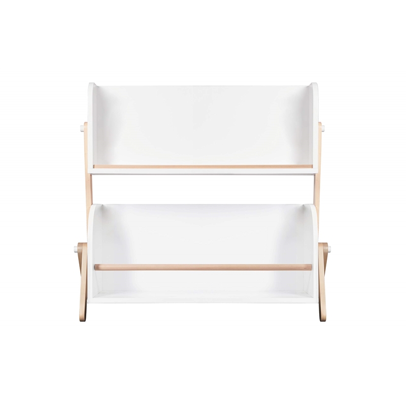 Babyletto Tally 2 Shelf Wood Bookcase in White and Washed Natural