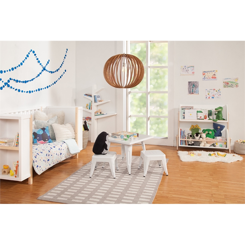 Babyletto Tally 2 Shelf Wood Bookcase in White and Washed Natural