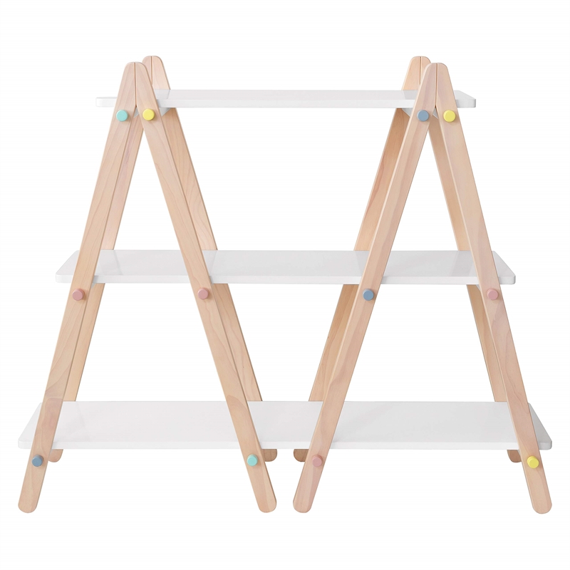 Babyletto Dottie 3 Shelf Bookcase in White and Washed Natural