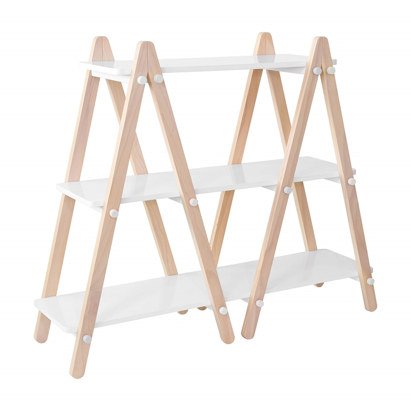 Babyletto Dottie 3 Shelf Bookcase in White and Washed Natural