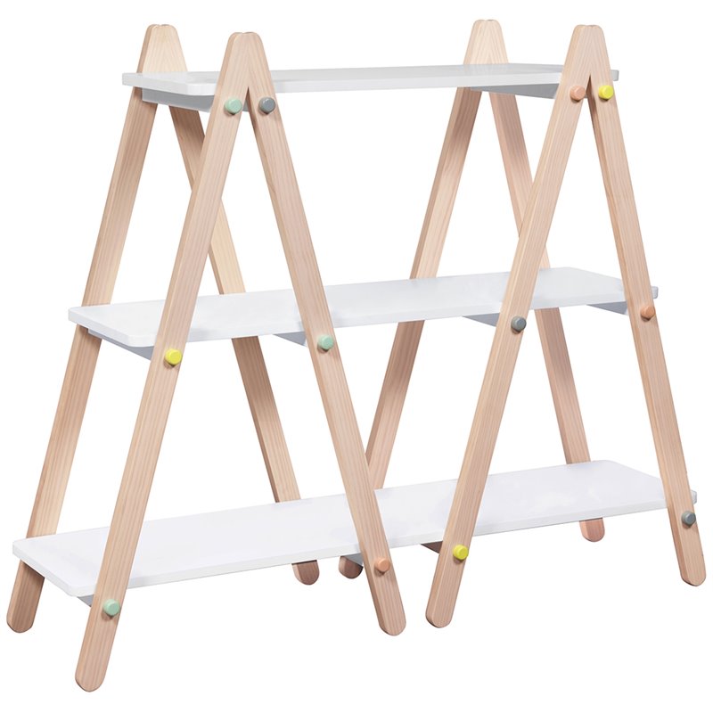 Babyletto Dottie 3 Shelf Bookcase in White and Washed Natural