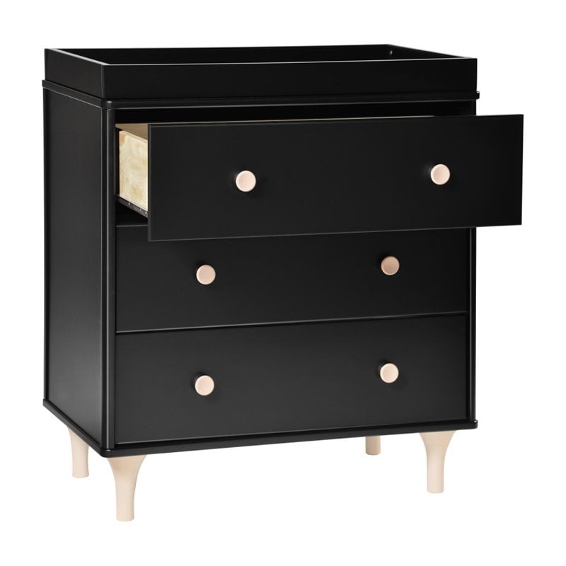 Babyletto Lolly 3 Drawer Changer Dresser in Black and Washed Natural
