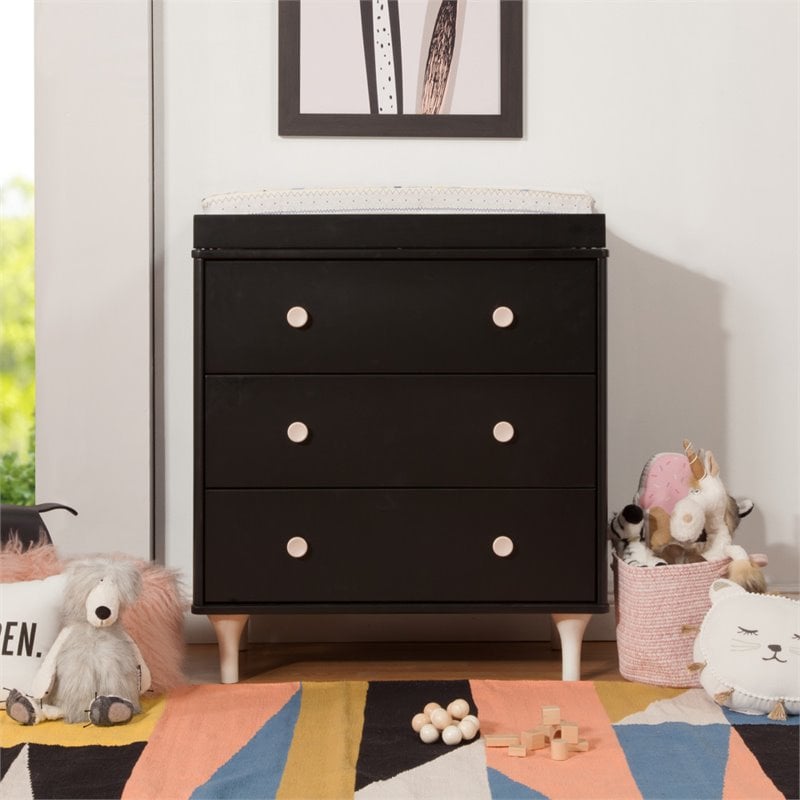 Babyletto Lolly 3 Drawer Changer Dresser In Black And Washed Natural