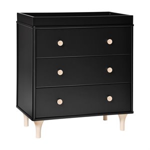 Babyletto Lolly 3 Drawer Changer Dresser in Black and Washed Natural