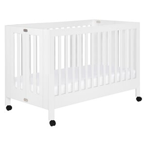 Babyletto Maki Full Portable Crib with Toddler Bed Conversion Kit in White