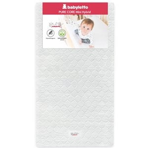 babyletto pure core mini crib mattress w/quilted waterproof cover- lightweight