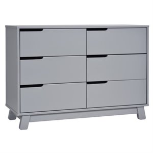 Babyletto Hudson Pine Wood 6-Drawers Double Baby Dresser in Gray
