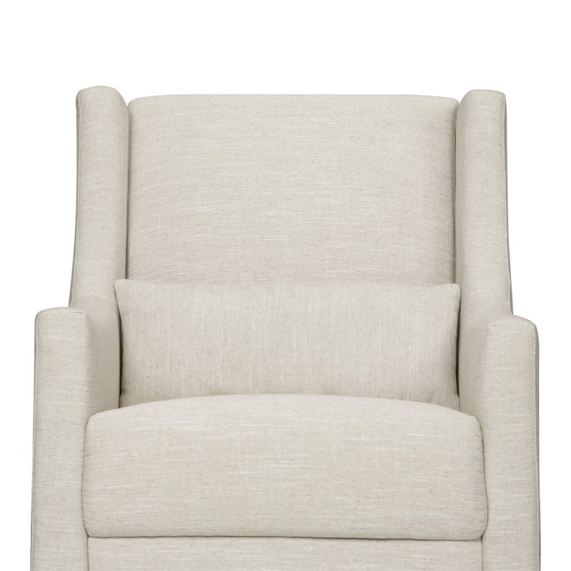 babyletto toco swivel glider and ottoman in white linen