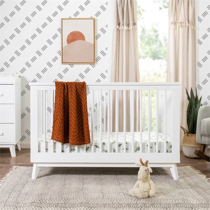 Scoot 3 in 1 Convertible Crib with Toddler Bed Conversion Kit in White