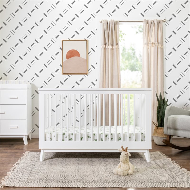 Scoot 3 in 1 Convertible Crib with Toddler Bed Conversion Kit in White