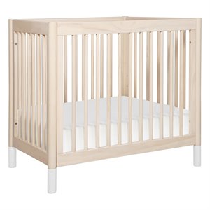 Babyletto Gelato 4 in 1 Convertible Mini Crib in Washed Natural with White Feet