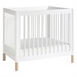 Babyletto Gelato 4 in 1 Convertible Mini Crib in White with Washed Natural Feet