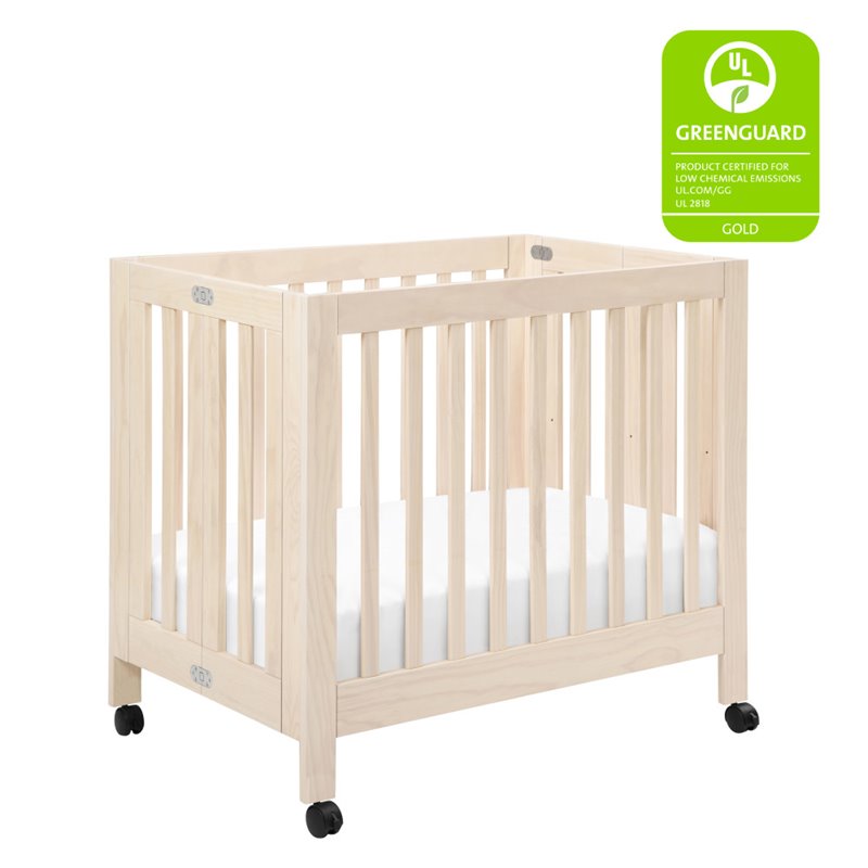 Babyletto Origami Portable Folding Mini Crib with Casters in Washed Natural BushFurnitureCollection