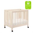 Babyletto Origami Portable Folding Mini Crib with Casters in Washed Natural