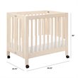 Babyletto Origami Portable Folding Mini Crib with Casters in Washed Natural
