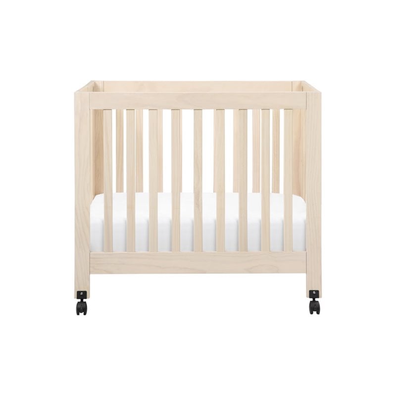 Babyletto Origami Portable Folding Mini Crib with Casters in Washed Natural