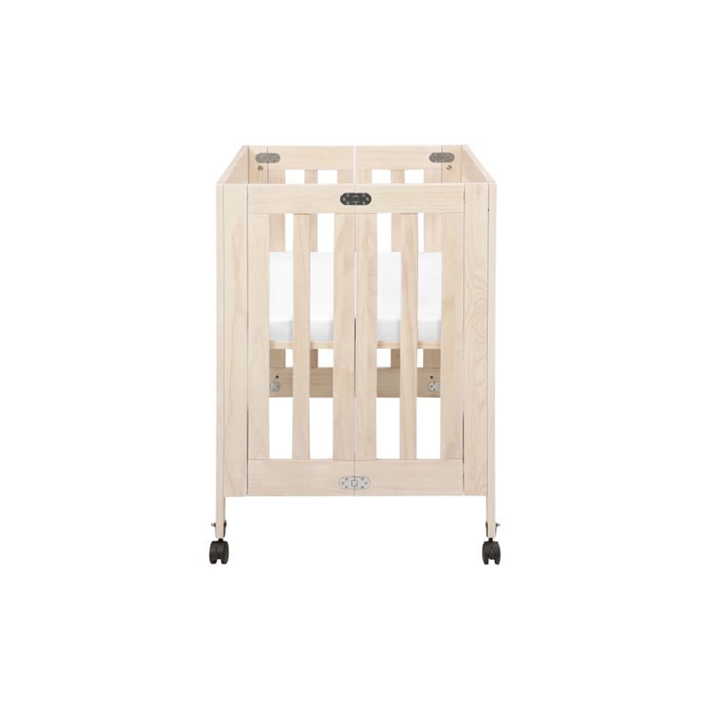 Babyletto Origami Portable Folding Mini Crib with Casters in Washed Natural