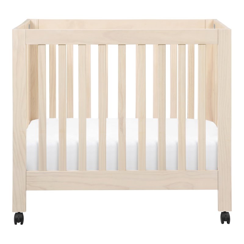 Babyletto Origami Portable Folding Mini Crib with Casters in Washed Natural