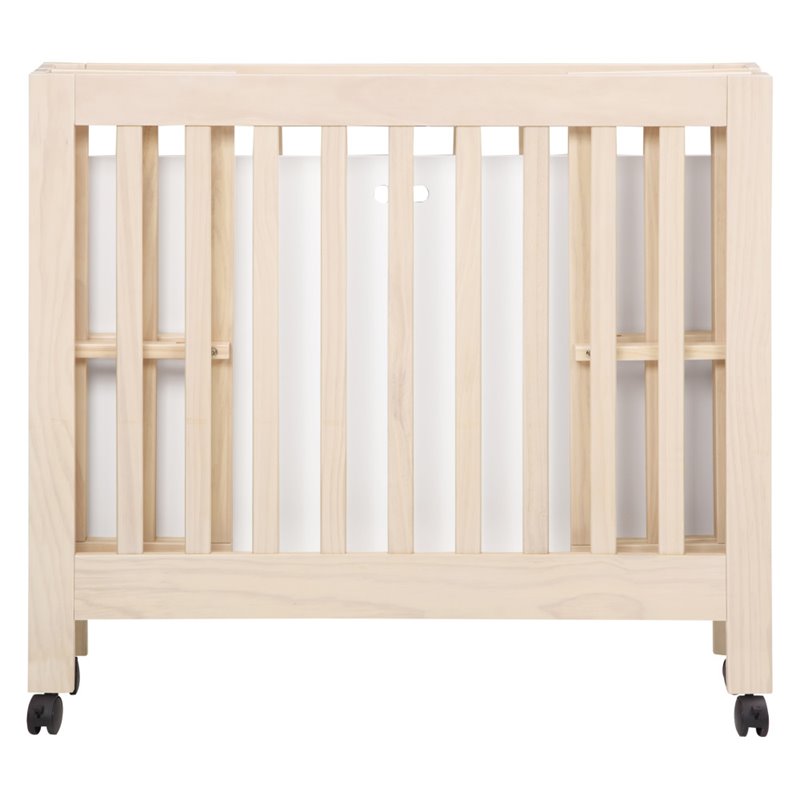 Babyletto Origami Portable Folding Mini Crib with Casters in Washed Natural